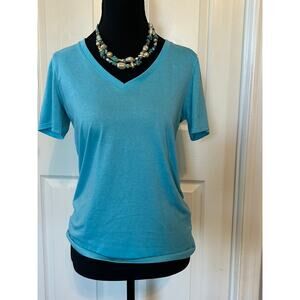 Nike Women’s Dri-FIT Athletic Cut V-Neck T-Shirt - Blue/Aqua - Size S
